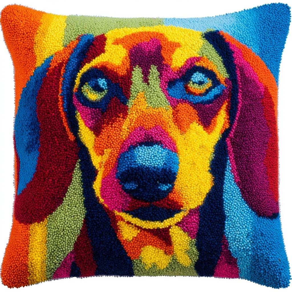 Henypt Latch Hook Kits Pillowcase Dog