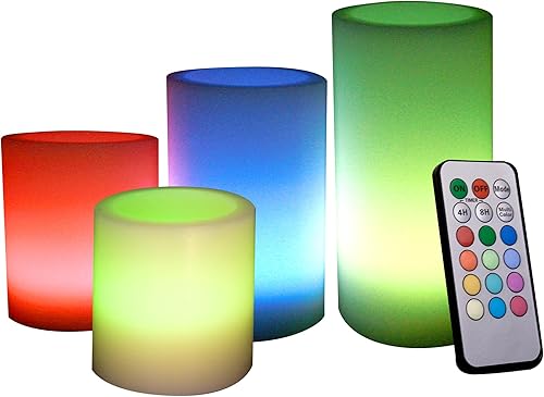 Miniatura 4 de CANDLE CHOICE Velas sin llama que cambian de color a pilas con temporizador remoto, cera real, parpadeante, eléctrica, multicolor, luces LED para el