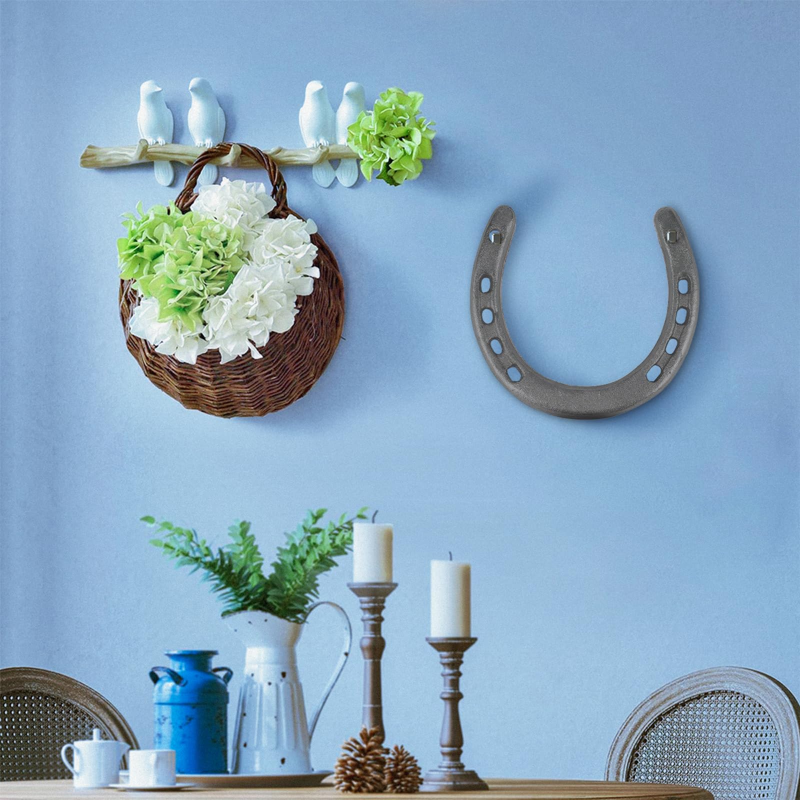 Set Cadeau Fer à Cheval Porte-Bonheur - 4 Clous, Plaque Cœur, Boîte Pour Pendaison De Crémaillère Et Mariage