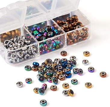 480 pcs Metal Heishi Beads for Jewelry Making 4.5 mm Coin Disc Flat Round Spacer Beads Rondelle Hematite Loose Beads for Bohemian Bracelets Necklace Earring