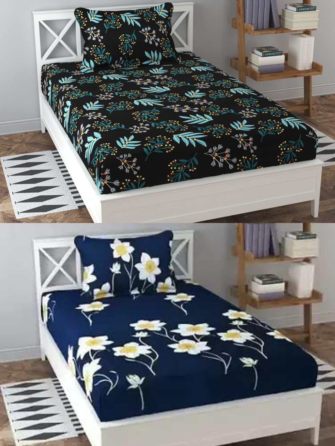 Soniasaa Combo Pack of 2 Single Bedsheet with 2 Pillow Covers 256 TC Soft Brushed Cotton-Blend -Long Lasting & Wrinkle Free Bedsheet for Single Bed Combo Pack Multicolor (B0CVLK9JCB) Amazon Price History, Amazon Price Tracker