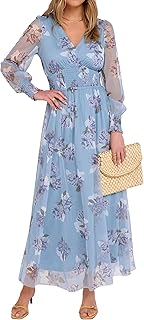 ANRABESS Floral Puff Sleeve Flowy Maxi Dress
