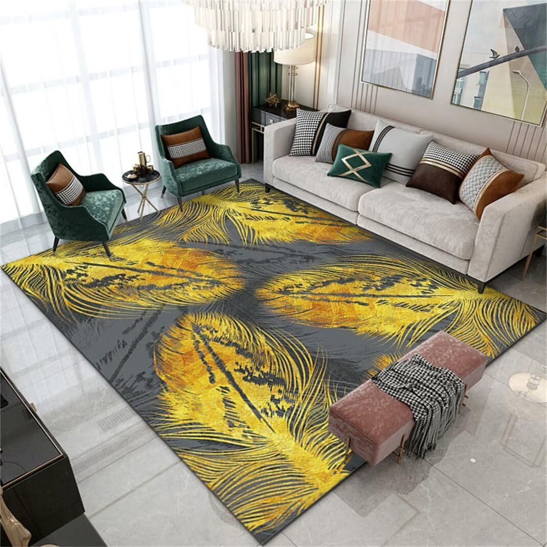 Tapis de balcon de chevet de chambre à coucher jaune gris 100x200