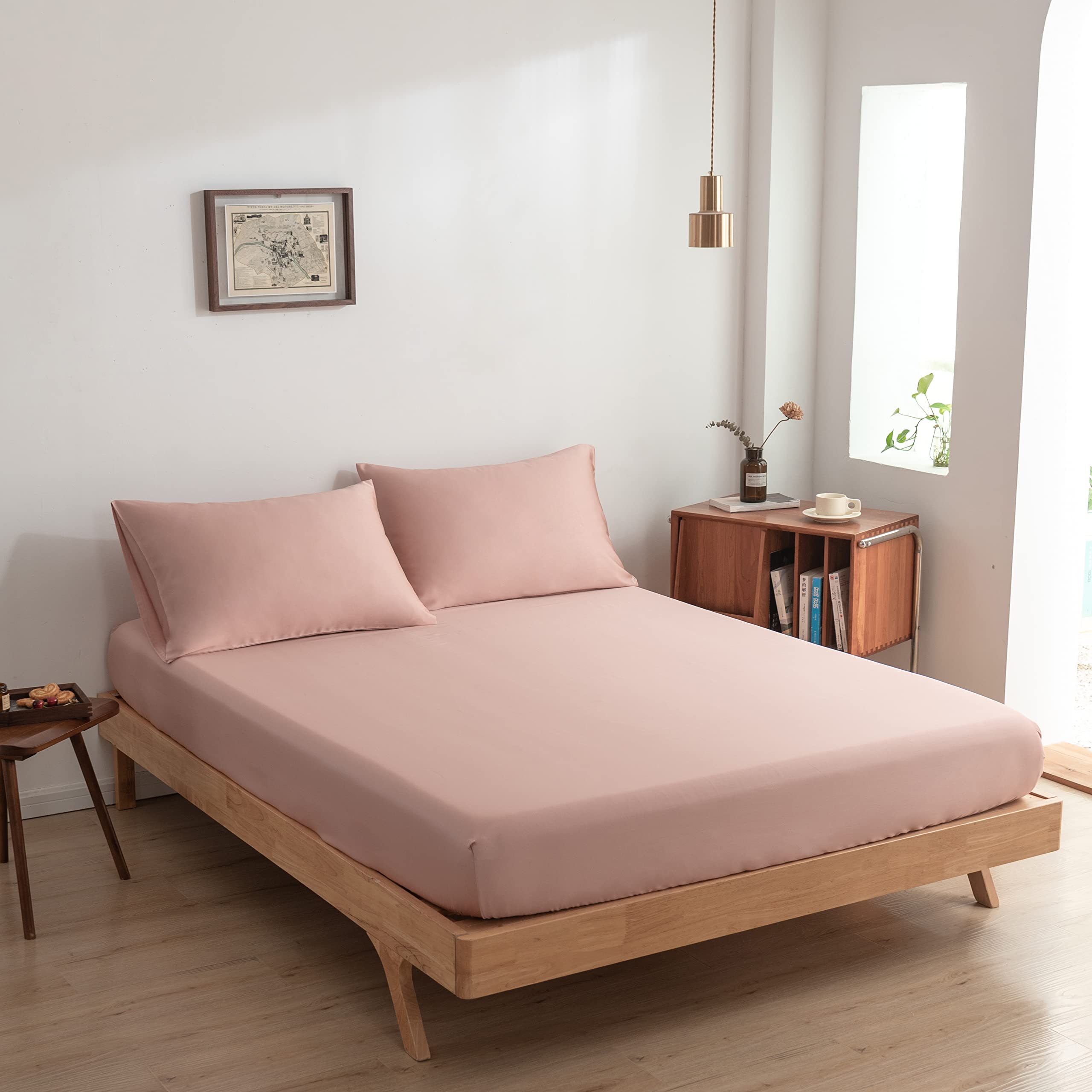 Boomba Bio-Bambus-Spannbetttuch – Seidig Weich, Atmungsaktiv, Für Matratzen Bis 35 Cm (Himmelblau, 90x210 Cm)