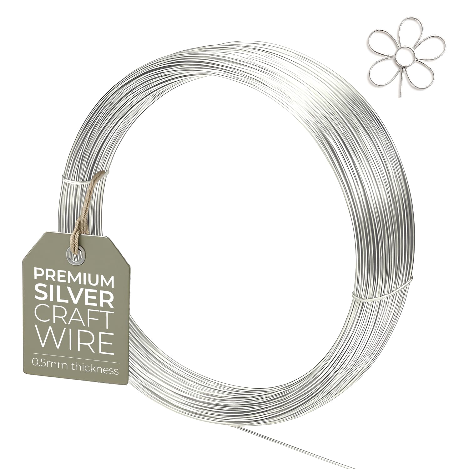 0.5mm (24 Gauge) x 15m Silver Plated Non-Tarnish Craft Wire for Jewellery, Wire Wrapping, Sculpting, Hobby Craft, Wire Modelling