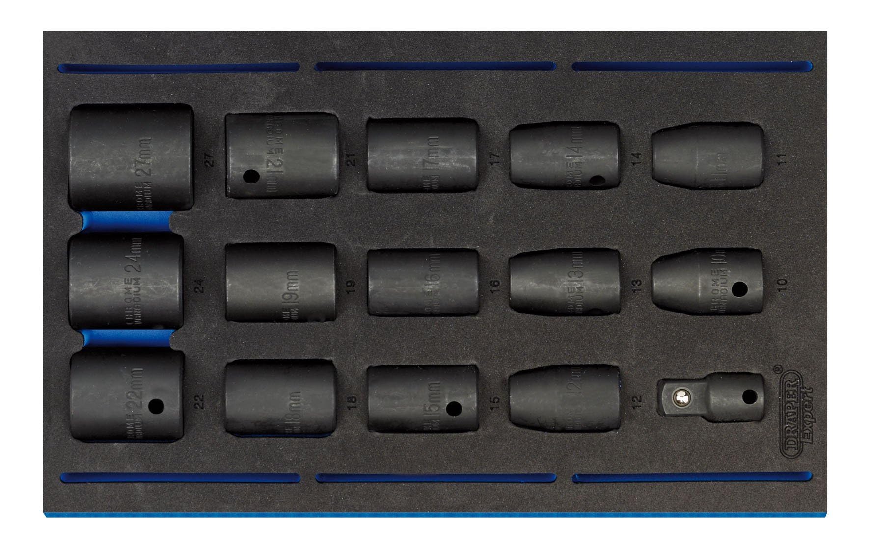 Draper 16377 Stecknuss- Und Ratsche-Set – 1/2" Antrieb, 20-teilig, Chrom-Vanadium-Stahl, Inkl. Verlängerung