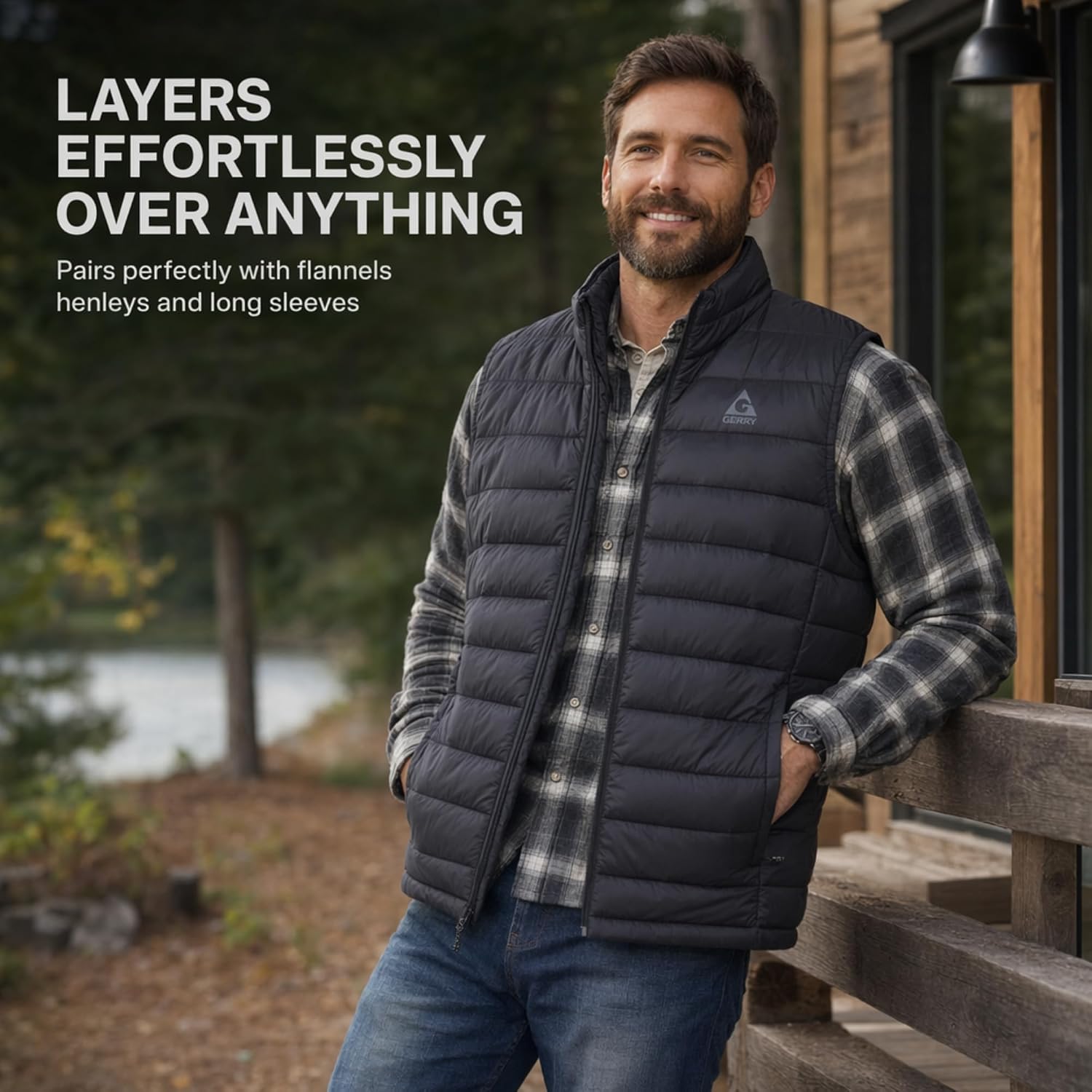 Gerry Puffer Vest for Men – Lightweight Sleeveless Outdoor Vest with Pockets, Puffer Vest Jacket for Men Outerwear