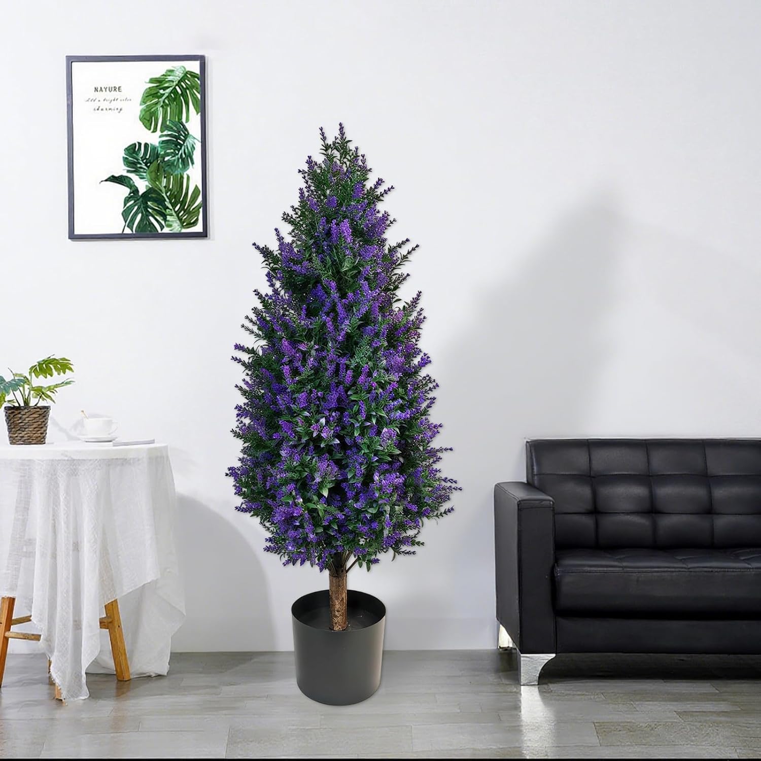 PakaLife 39“ Topiary Trees Artificial Lavender Outdoor 2-Set,Faux Shrub Bushes (Purple)