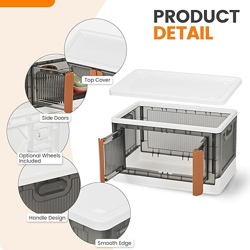 Miniatura 3 de TRZZ Organizador de armario de 8.4 galones y almacenamiento, contenedor de almacenamiento plegable con tapa para dormitorio, organizador de