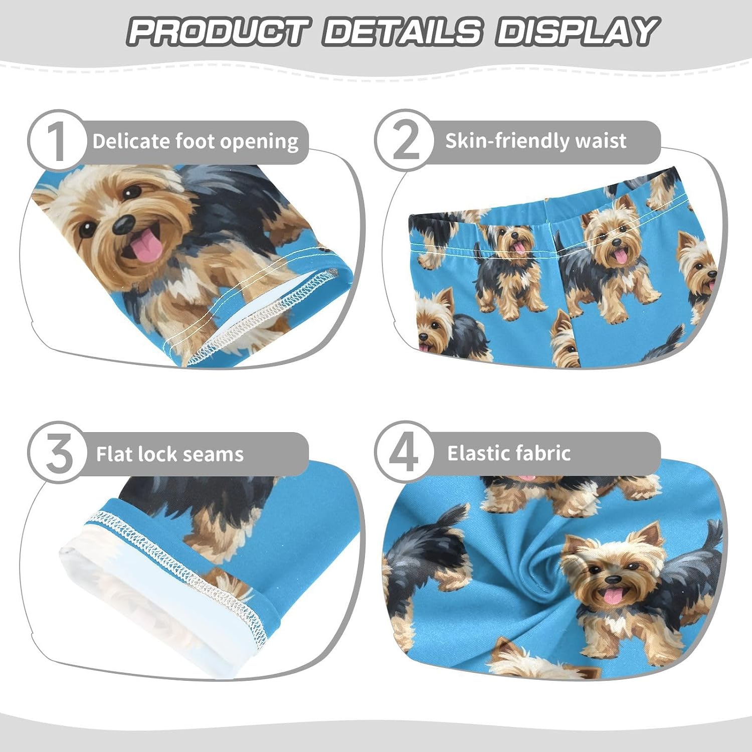 GAIREG Full-Length Girls Leggings Cute Dogs Blue