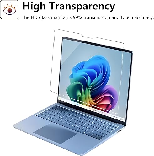 Vista 8 de Paquete de 2 protectores de pantalla de vidrio templado Megoo para Microsoft Surface Pro 9 2022/Surface Pro 8/Surface Pro X 13 pulgadas, fácil