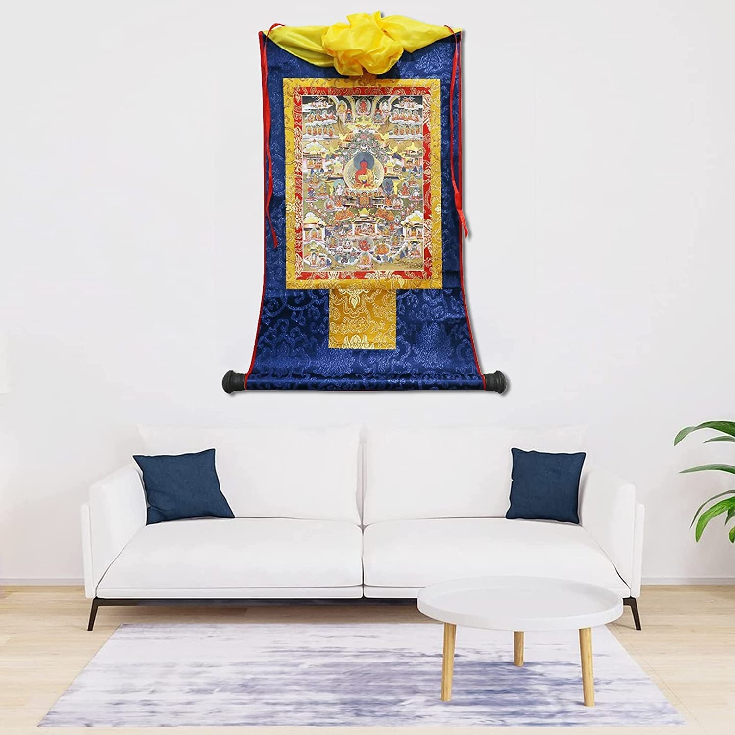 Tybetańskie tangki, Tybetański gobelin z obrazem Buddy i haftem thangka(49x63cm)