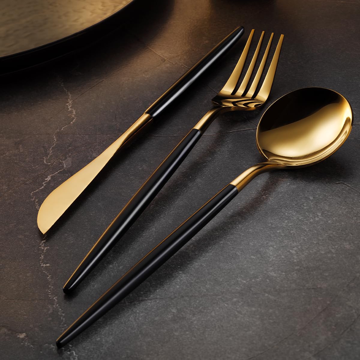 Aryildiz Aryıldız Versay Black Gold 6 Kişilik 36 Parça Çatal Kaşık Bıçak Takımı