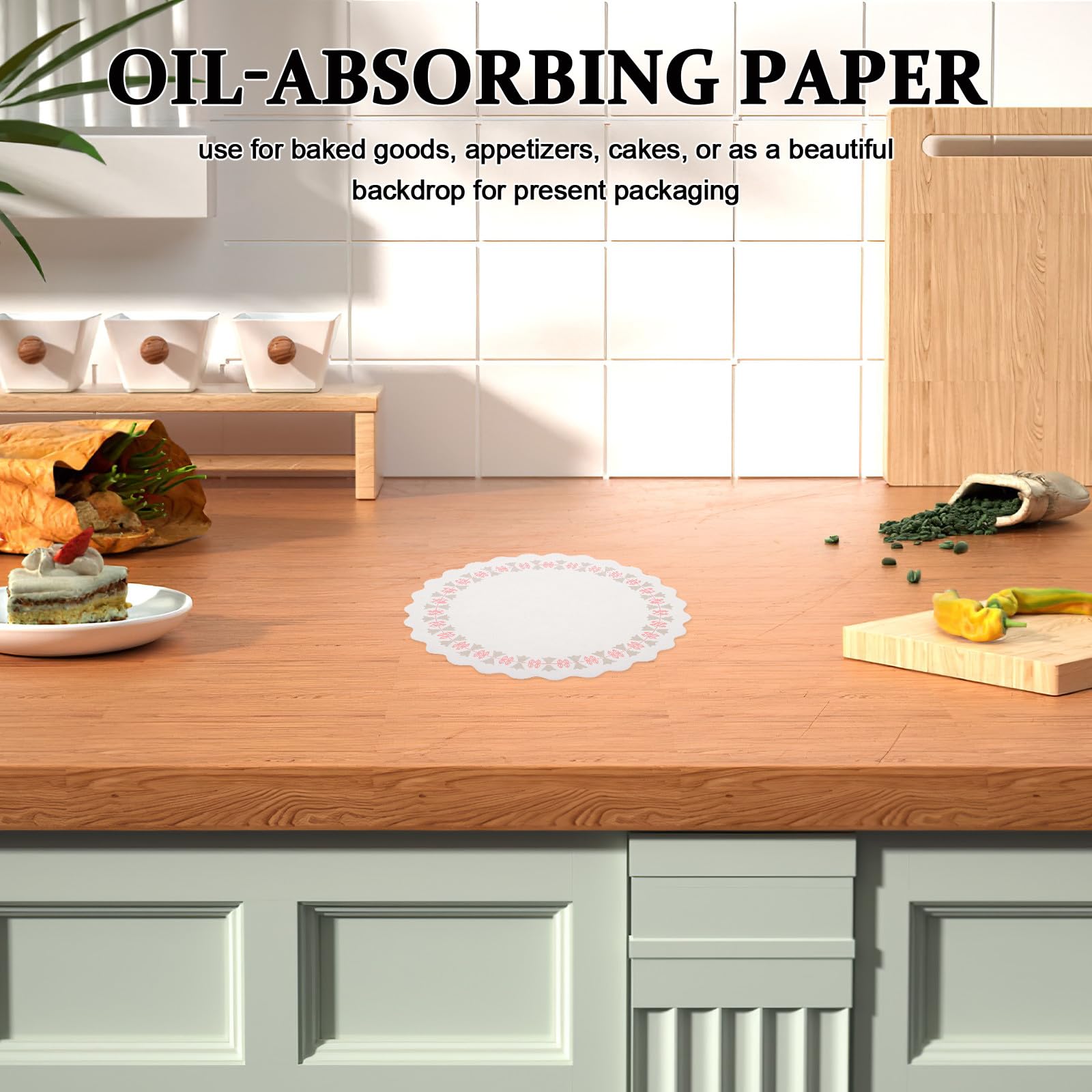 500 dekorative Papierdeckchen für Tische – 18 cm große, bedruckte runde Platzsets für Kuchen, Desserts und Buffets – Einweg-Platzsets, geeignet für Speisen, Bastelarbeiten und Hochzeiten