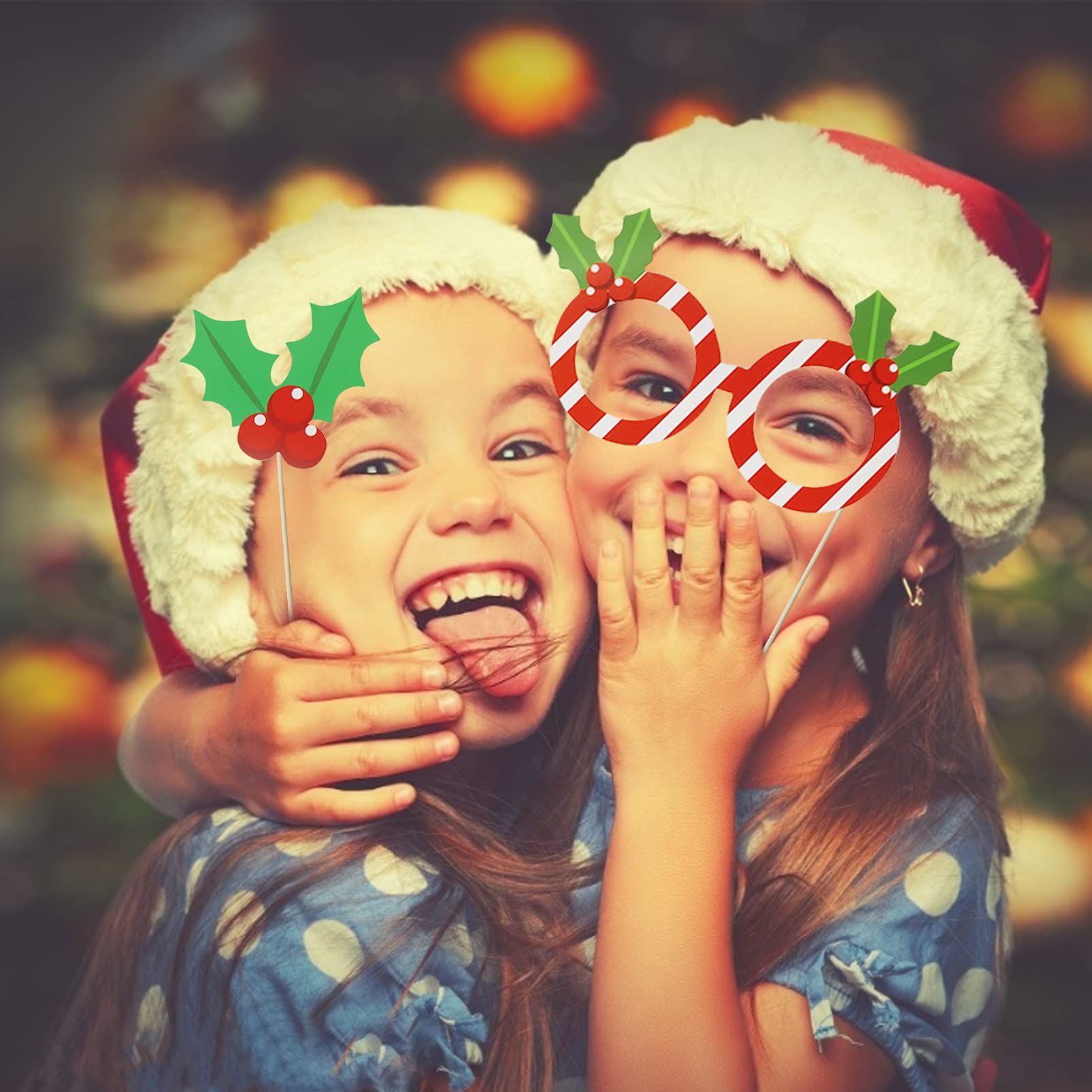 Photo Booth Natalizio Accessori Selfie Natale 30 Puntelli Foto Natale Con Bastoncini - Accessori Selfie Festa Natalizia Kit 30 Puntelli Selfie Natale Props Natale Per Cabina Fotografica