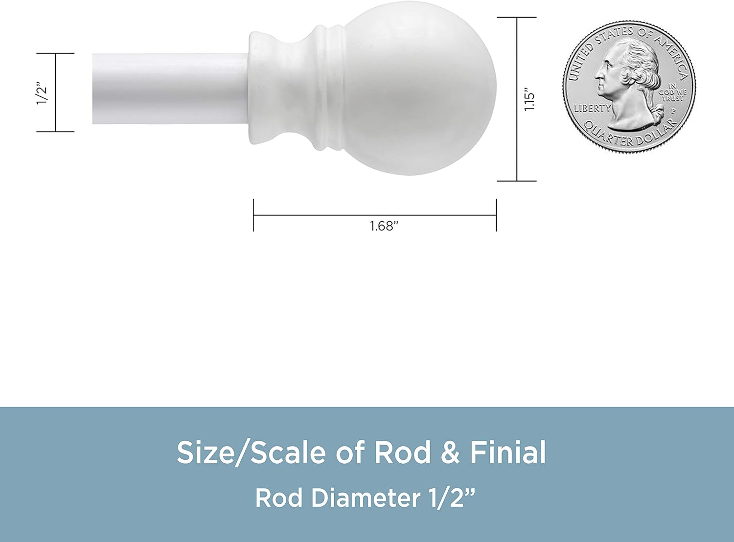 Kenney Davenport 1/2" Petite Café Decorative Window Curtain Rod, 28-48", White : Home & Kitchen