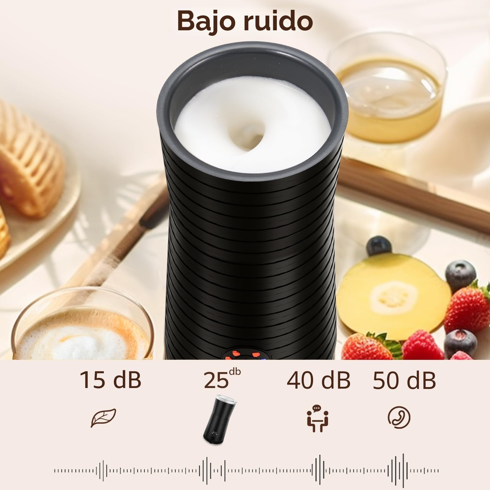 Morpilot Espumador de Leche Eléctrico 4 en 1, Calentador de Leche para Café, Espuma Fría y Caliente con Leche, Capuchinos, Macchiato