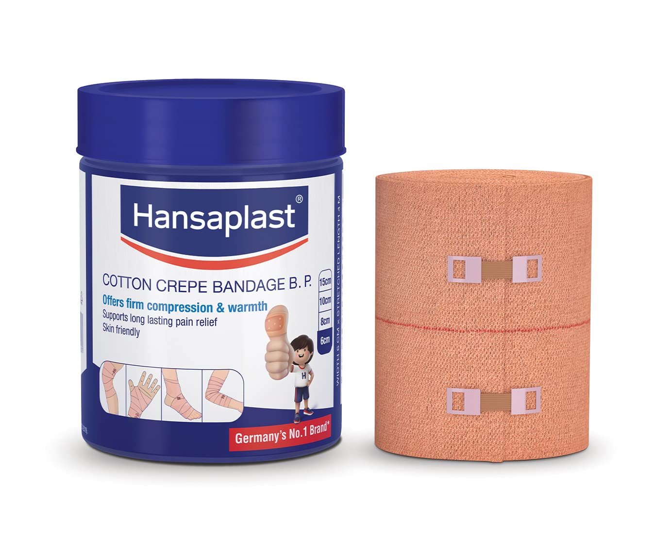 Hansaplast Soft Cotton Pain Relief Crepe Bandage Pack of 1 (6CMx4MTR)
