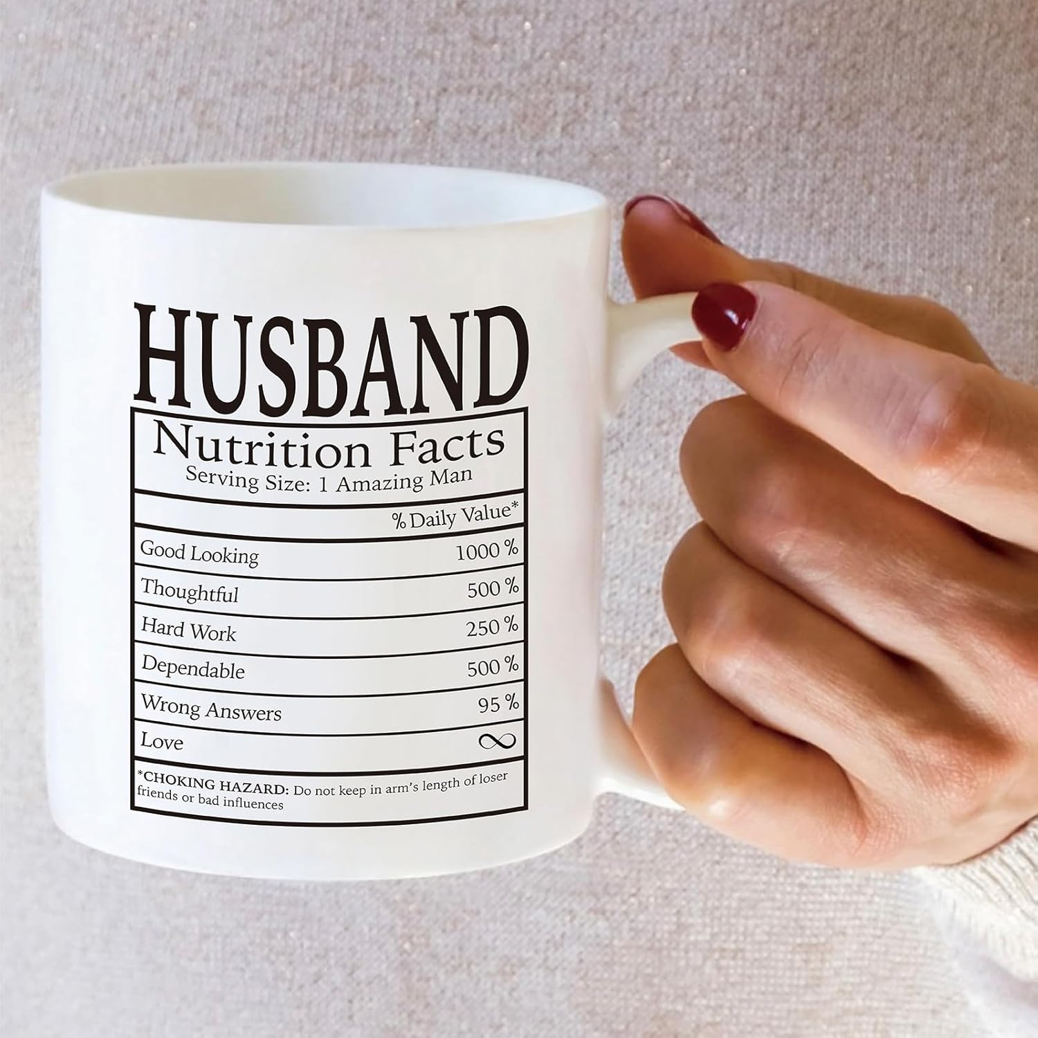 ZomefinKiu Husband Coffee Mug 11 Ounce Ceramic, Husband Pocket Hug Token, To My Husband Gift from Wife, Husband Nutrition Facts Mug, Gift for Husband Birthday Wedding Anniversary Christmas - Image 9