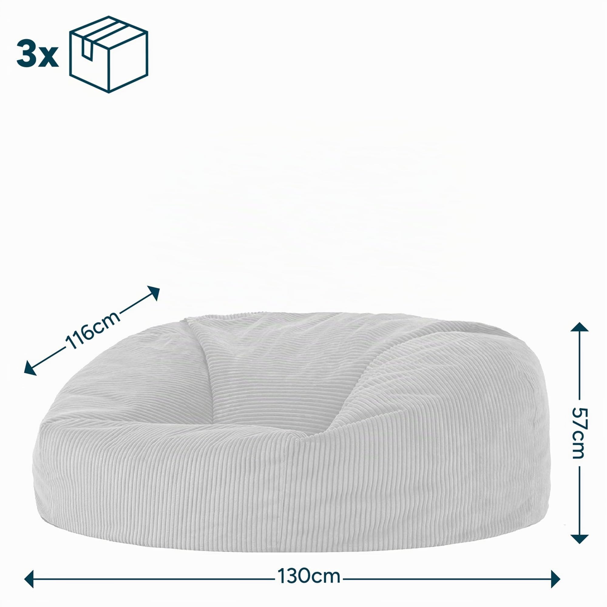 Icon Soul Cord XXL Sitzsack Sofa mit Füllung, Grau