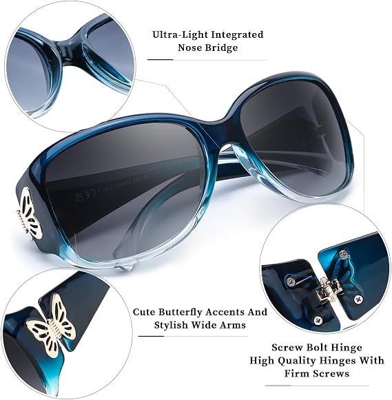 Myiaur 2 Pack Polarised Sunglasses for Women, Wrap Around UV400 Protection