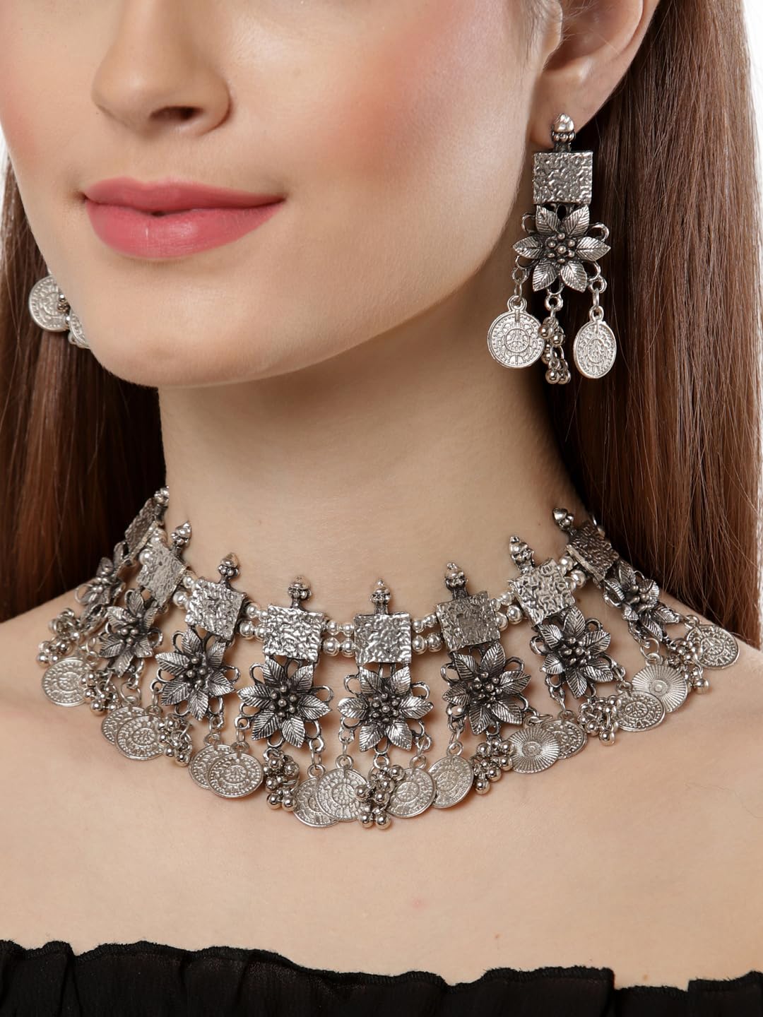 Oxidized Choker Necklace Set
