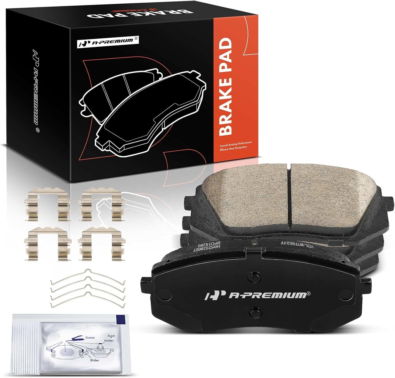 A-Premium Front Ceramic Brake Pads Set Compatible with Hyundai Sonata 2015-2019, Kona Electric 2019-2022 & Kia Optima 2016-2020, Niro EV 2019-2022, 1.6L 2.0L 2.4L BATTERY EV (EV/BEV), 4-Pack