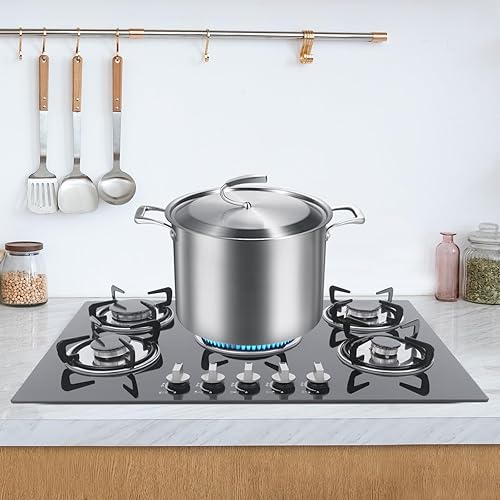 Miniatura 8 de Cocina de gas de 30 pulgadas, 5 quemadores Estufa de gas incorporada Placa de cocina de vidrio templado GLPNG Cocina de gas fácil de limpiar