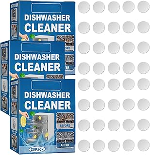 Fuugu Dishwasher Tablets,Dishwasher Cleaner and Deodorizer Tablets,in-Wash Dishwasher Cleaner,Dishwasher Detergent,Fuugu Dishwasher Cleaner for Kitchen Tableware Care (60PCS)