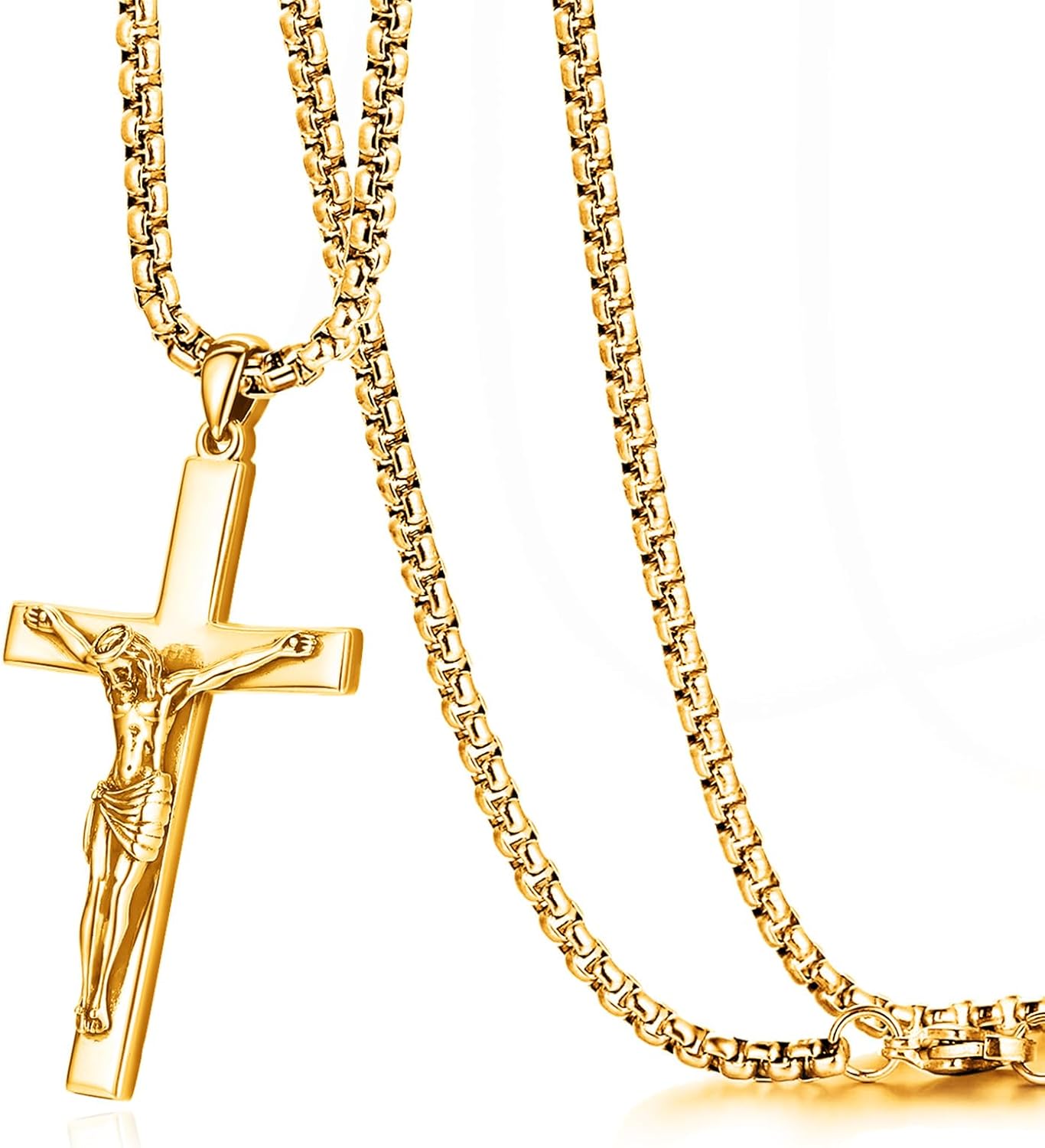 Eusense Cross Necklace for Women Men Crucifix Pendant Sterling Silver 925 Cruz De Caravaca Cross Jesus Crucifix Jewelry