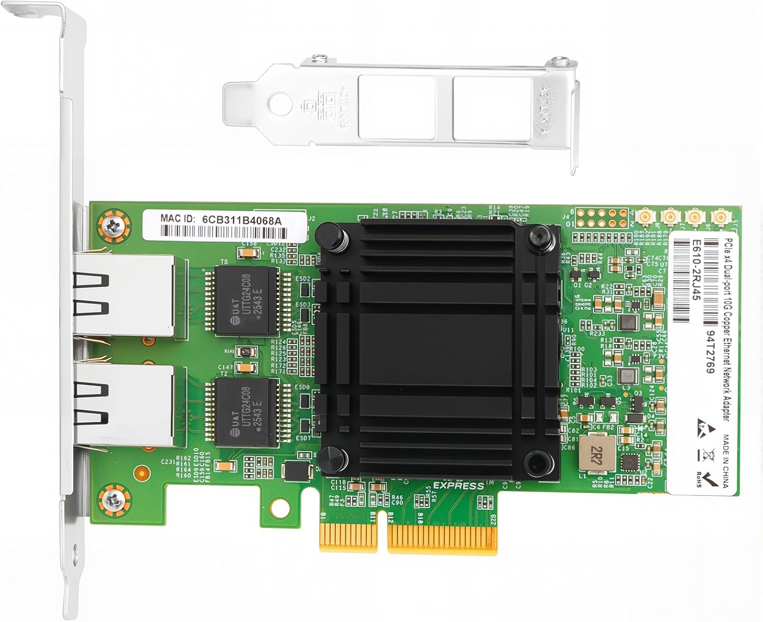 for Intel E610 PCIe 4.0 x4 2*RJ45 Port 10Gbase-T Ethernet Network Adapter 10Gb LAN Card Support Windows Server/Windows/Linux/VMware/ESX