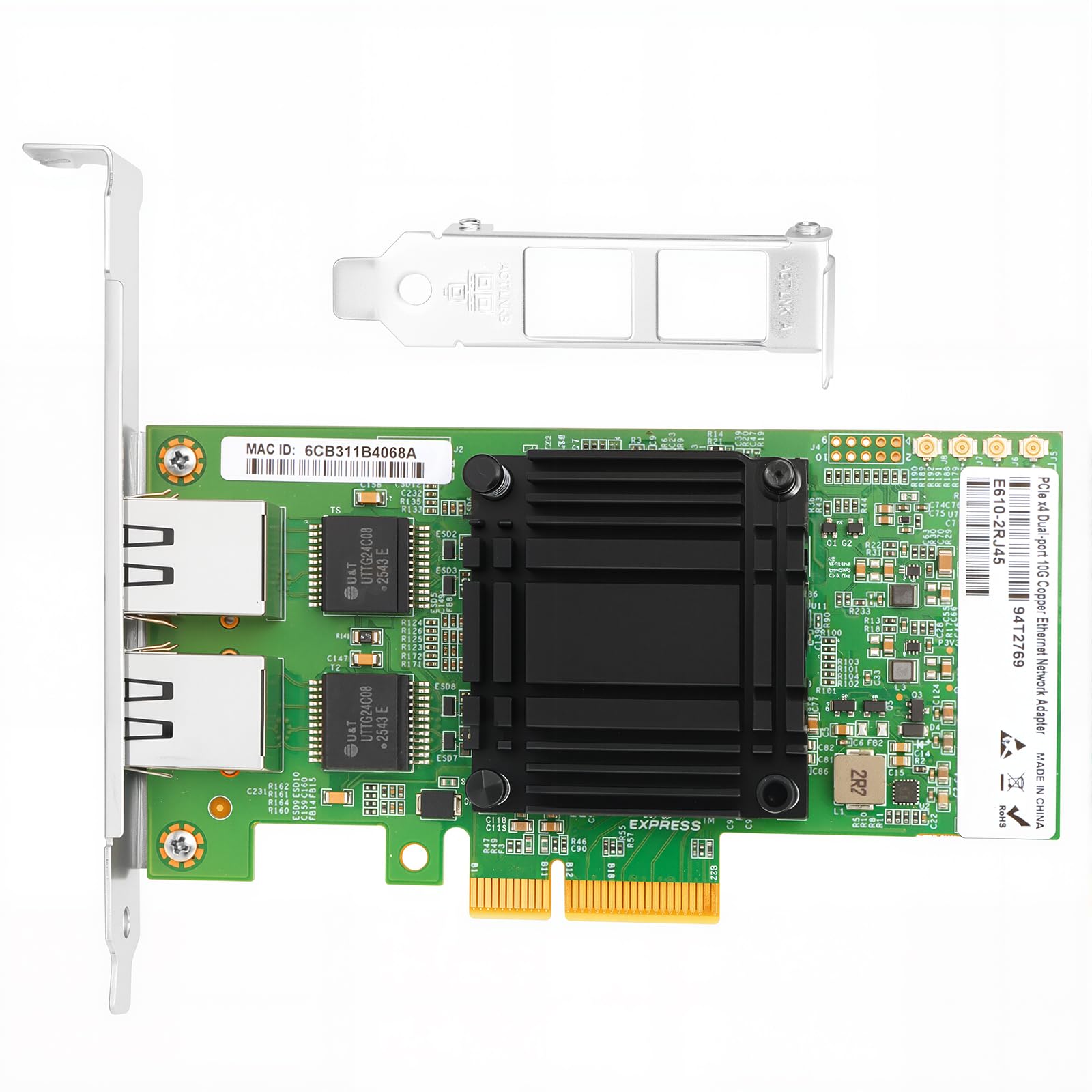for Intel E610 PCIe x4 2*RJ45 Port 10Gbase-T Ethernet Network Adapter 10Gb LAN Card Support Windows Server/Windows/Linux/VMware/ESX