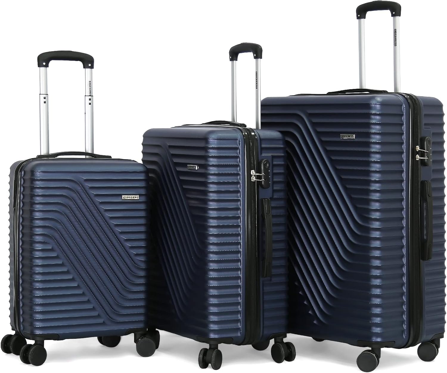 Giordano Trolley Bags 3 Pcs Set Hardside Spinners, Blue, L28 / M24