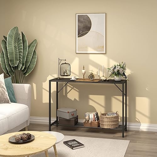 Miniatura 2 de LAATOOREE Mesa consola, mesa de entrada industrial de 41.7 pulgadas con estante, mesa de sofá estrecha para pasillo, vestíbulo, pasillo, sala de