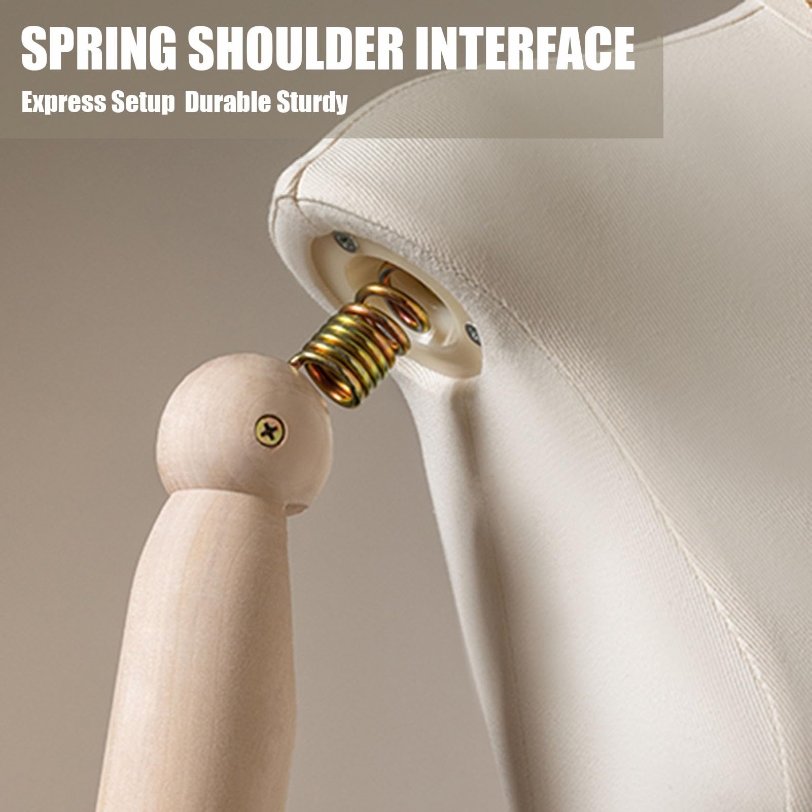 Verstellbarer weiblicher Mannequin-Torso mit Kopf und Holzarmen – Perfekte Schneiderpuppe zum Nähen, für die Präsentation von Kleidung und Schmuck – Ideal für Schneider, Designer und Modebegeisterte