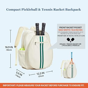 Pickleball Bag Backpack Fits 2 to 6 Paddles, Large Pickle ball Bags for Men and Women with Shoe Compartment and Fence Hook, Great Pickleball Gifts