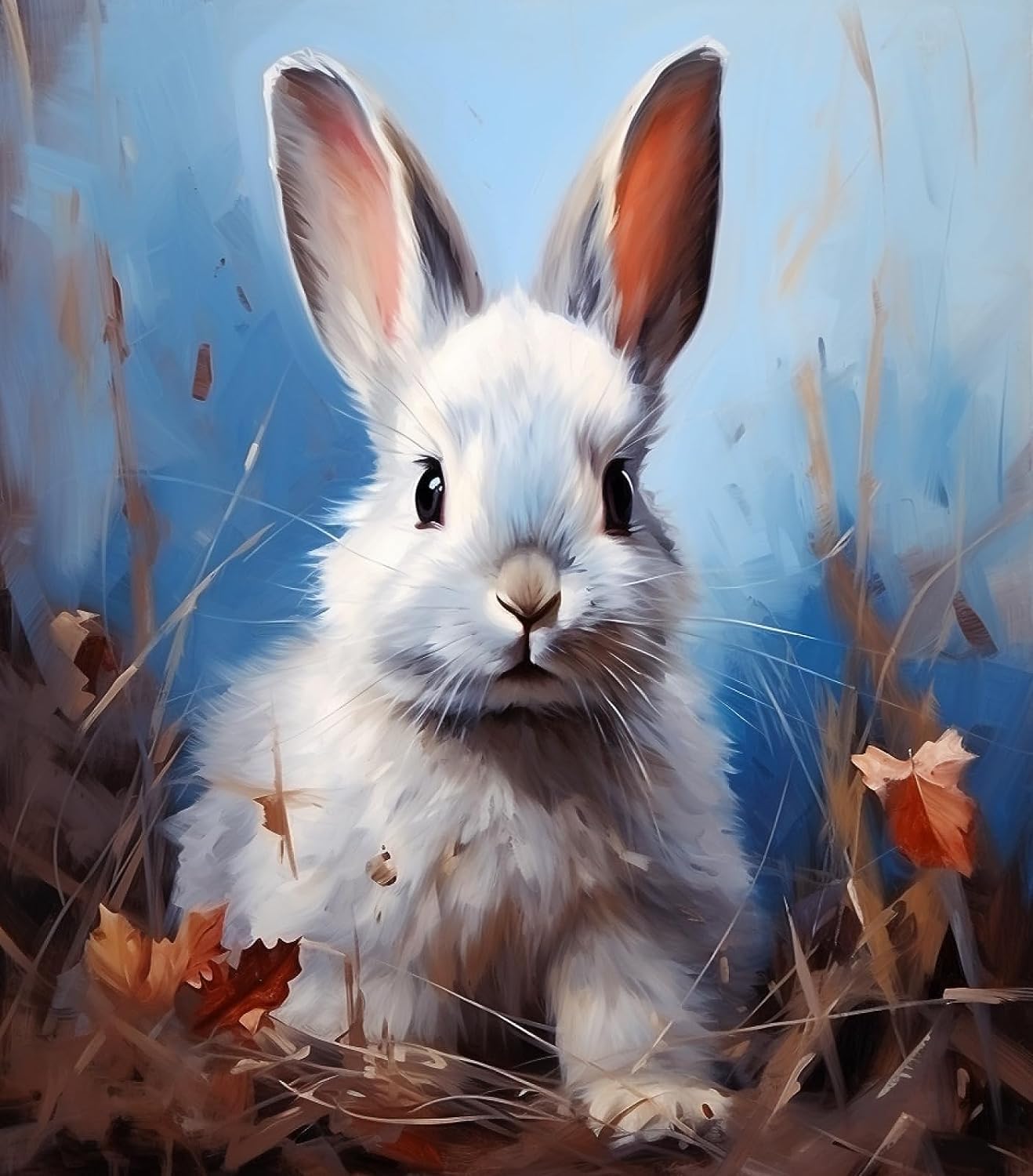 ZMHZMY Oil Painting DIY Paint by Numbers for Beginner Rabbit Hare Bunny Painting by Number Kits Oil Paint Drawing Canvas Home Decor,40x50cm,Without Frame