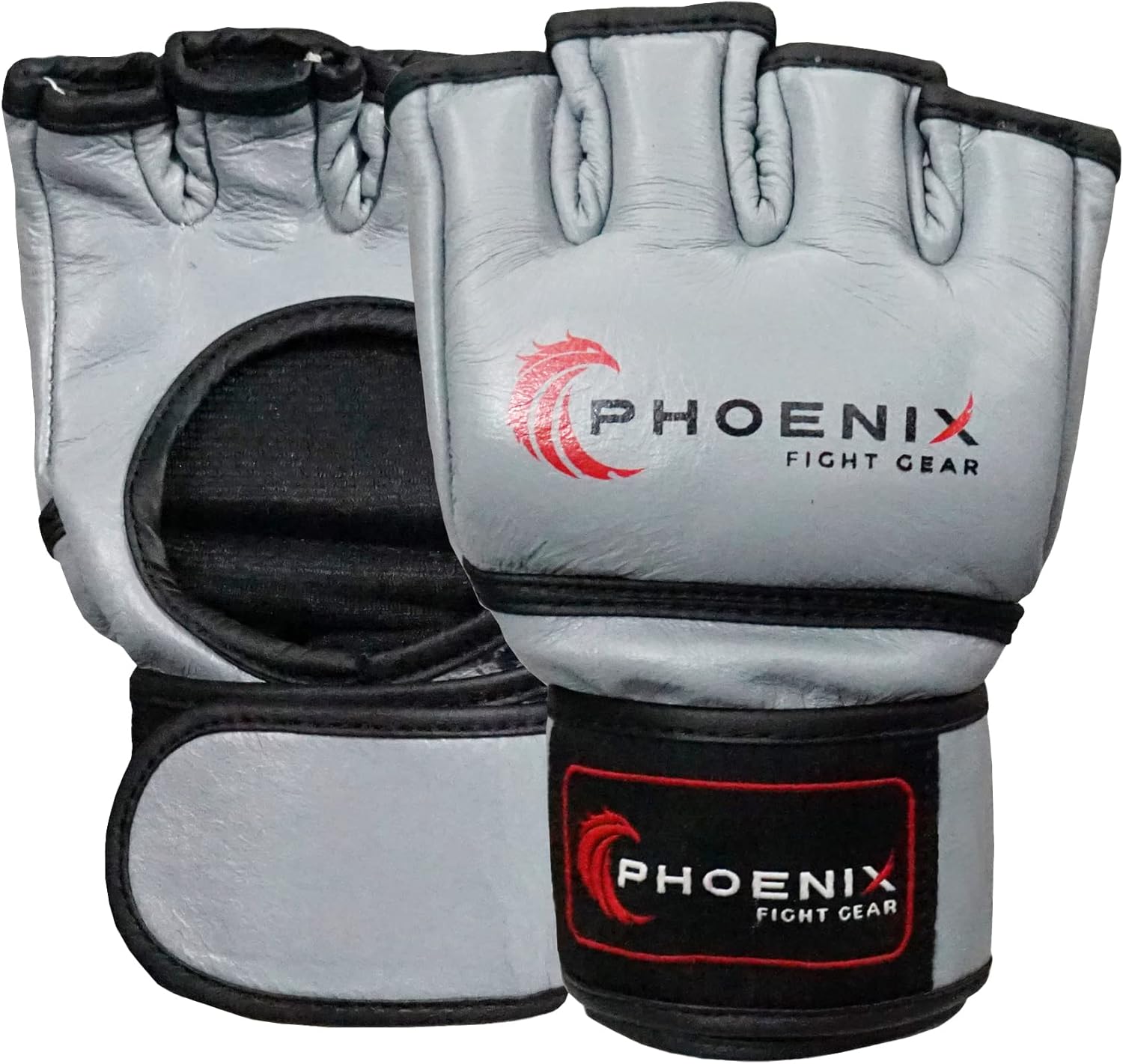 Flight MMA Fight Gloves, Leather Sparring Gloves for MMA & Grappling, Adjustable Wrist Band, Open Palms