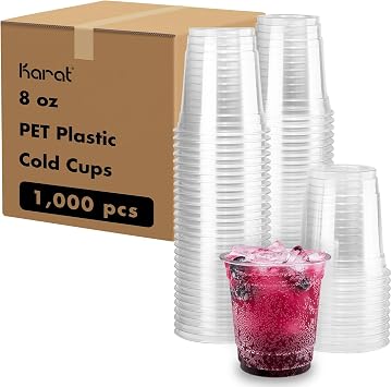 Karat [1000 ct] 8oz Plastic Cups, Clear Disposable Cold Cup for Iced Coffee, Soda, and Juice | 78mm C-KC8