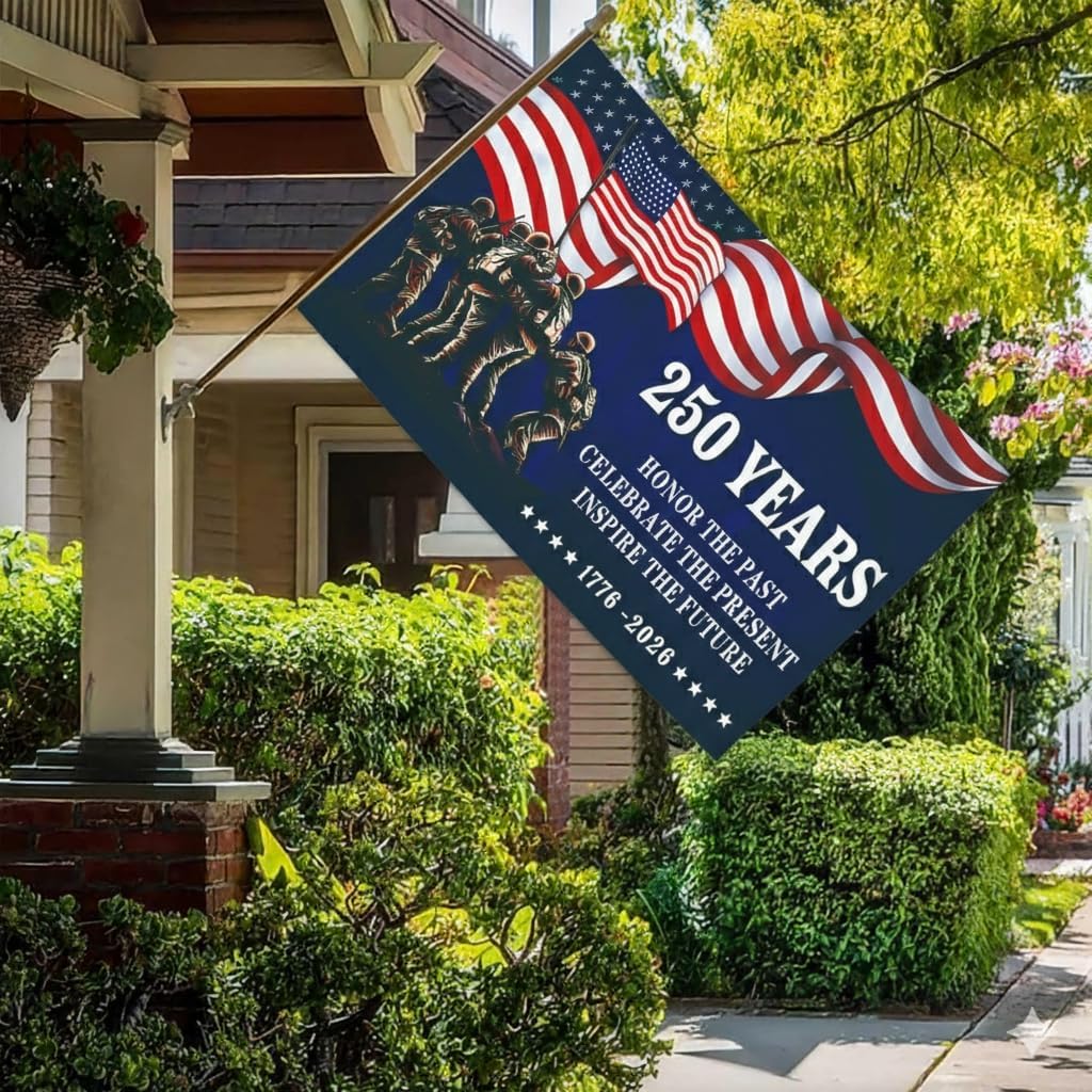 250 Years Commemorative Flag, 1776-2026 Semiquincentennial American Flag with Soldiers Design, USA 250 Flags 3x5 Ft, Double-Sided, UV Fade Resistant, Brass Grommets, Outdoor Patriotic Decoration - Image 8