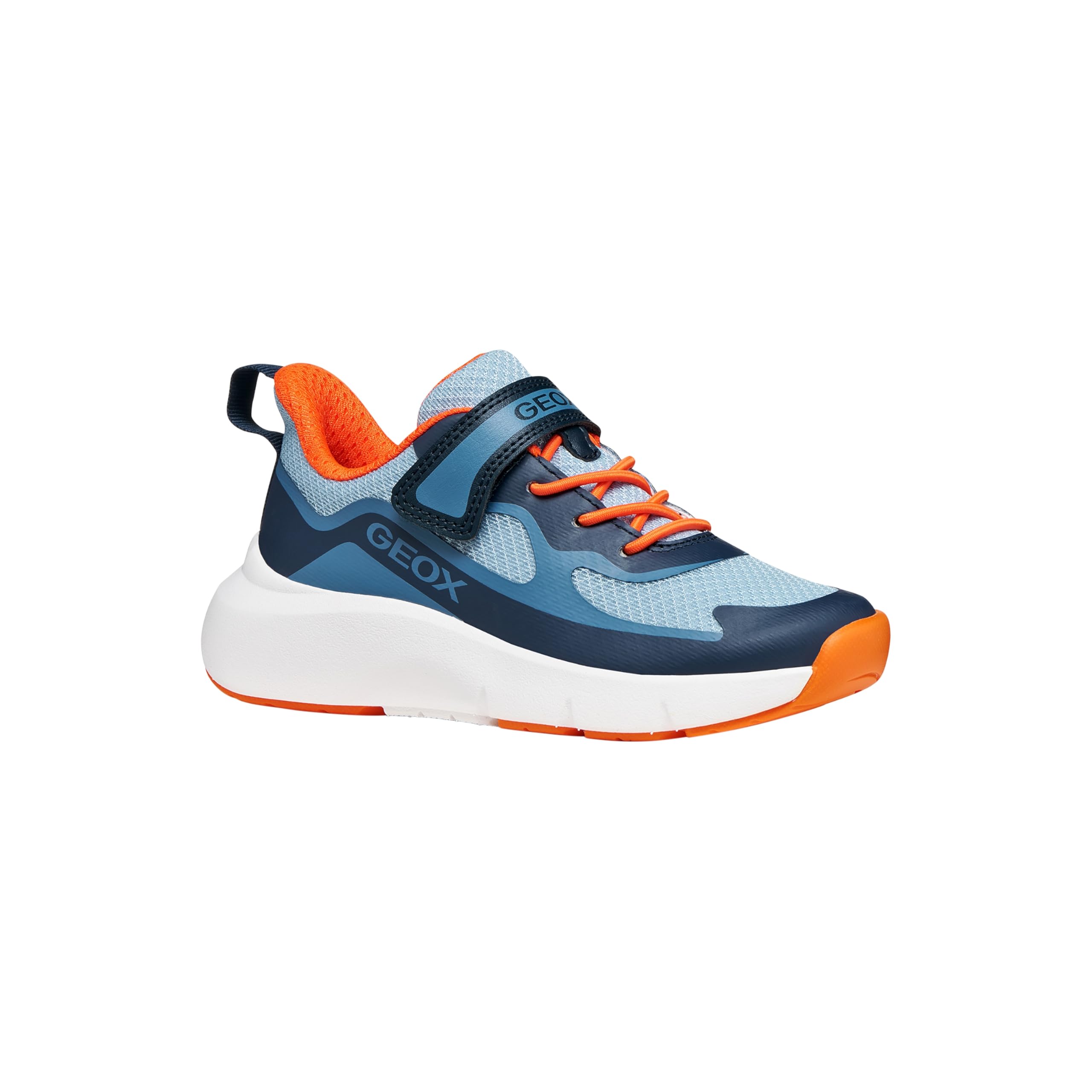 Geox Pro-Ran J65P7F Sportschuhe für Kinder, Marineblau Orange, Klettverschluss, ergonomisch, gedämpft