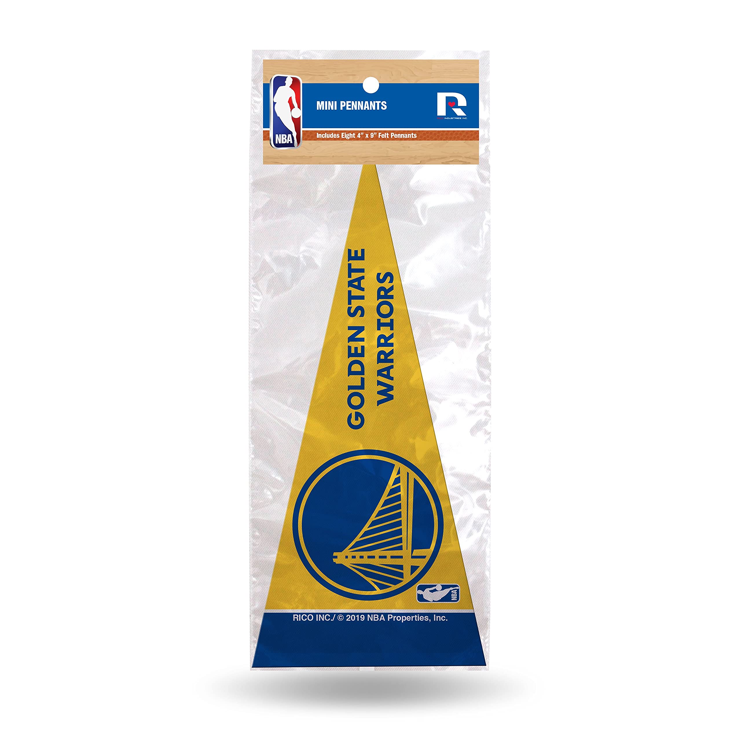 Rico Industries NBA Golden State Warriors 8-Piece 4-Inch by 9-Inch Classic Mini Pennant Décor Set