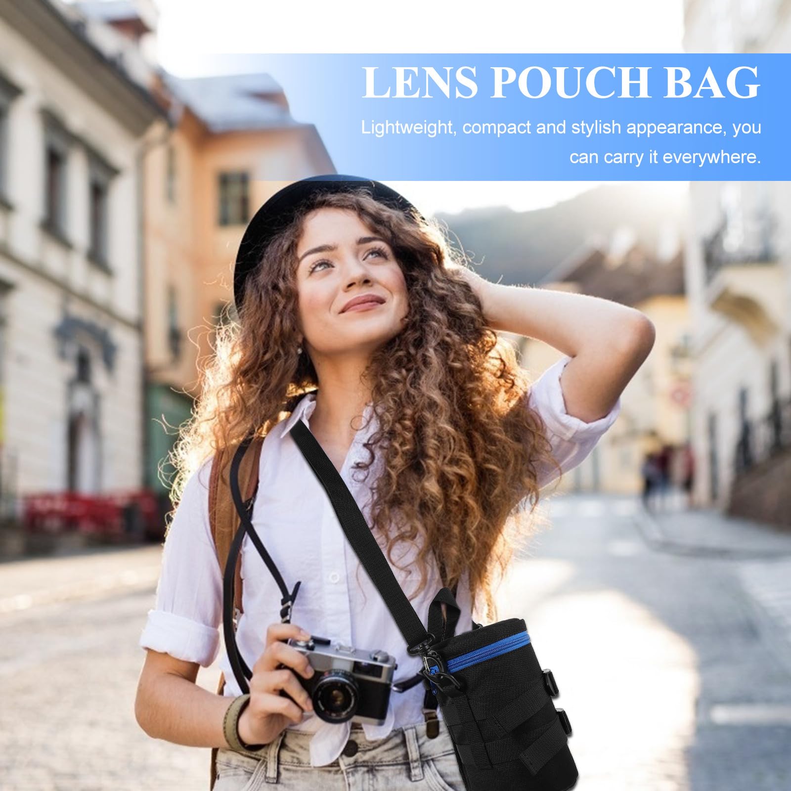 Ipetboom Borsa Porta Obiettivo per Macchina Fotografica Reflex Compatta in Poliestere Nero Cintura, per Fotografi in Movimento
