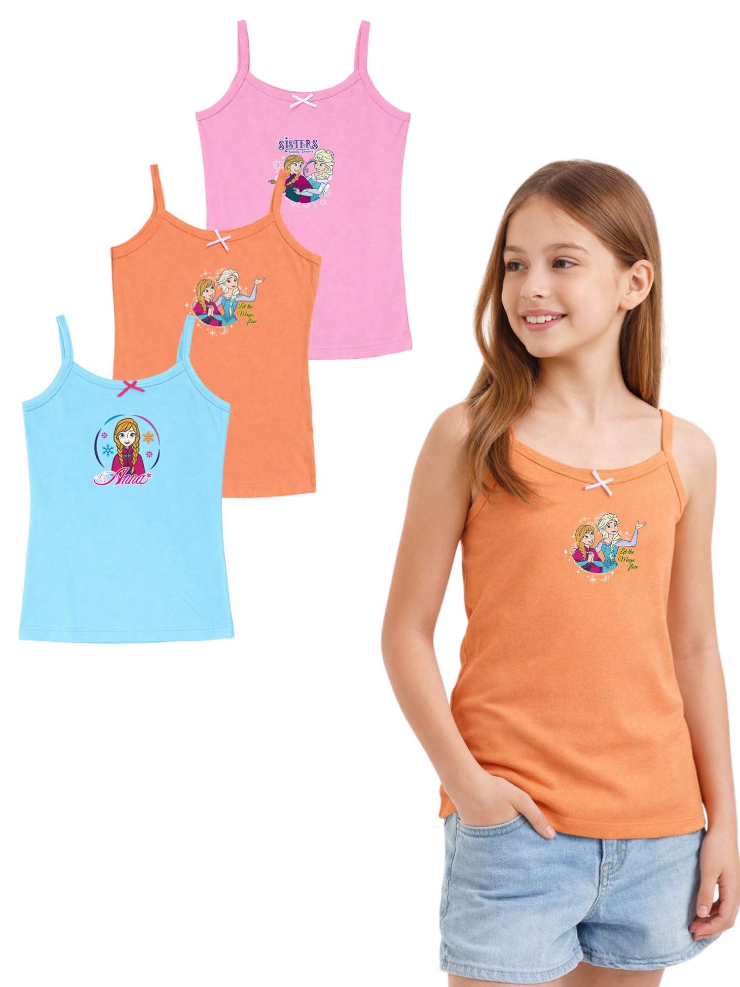 BODYCARE Girls' Regular Fit Vest (Pack of 3) (KIA9207-PK_Multicolor_9Y - 10Y) Multicolour