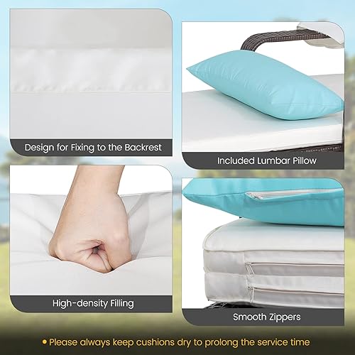 Miniatura 7 de Tangkula Juego de tumbona y mesa para exteriores con toldo plegable y reposabrazos, silla reclinable de ratán para patio con respaldo ajustable de 6