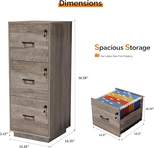 Miniatura 29 de VINGLI Archivador de 2 cajones con cerradura, archivadores rodantes para oficina en casa, soporte de impresora pequeño, organizador de archivos