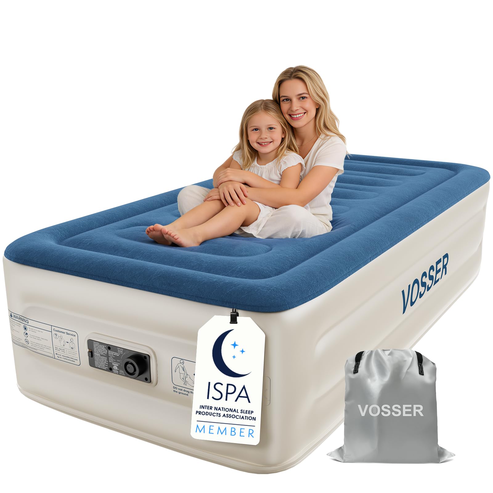 Photo 1 of VOSSER Twin Air Mattress with Built-in Pump,Fast & Easy Inflation/Deflation Inflatable Mattress, Foldable Blow Up Mattress with Storage Bag, Inflatable Bed for Home, Camping & Guests