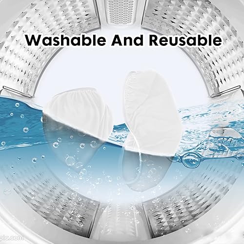 Miniatura 7 de Tapa de inodoro y tapas de tanque, juego de fundas para asiento de inodoro de baño, tela de elastano elástica, se adapta a la mayoría, color blanco