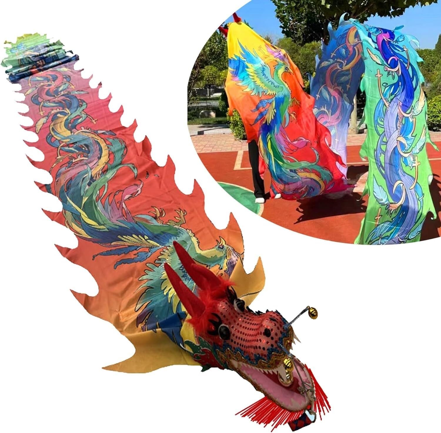 Dragon dansant et ruban phoenix de fitness 8m pour jeu extérieur en famille
