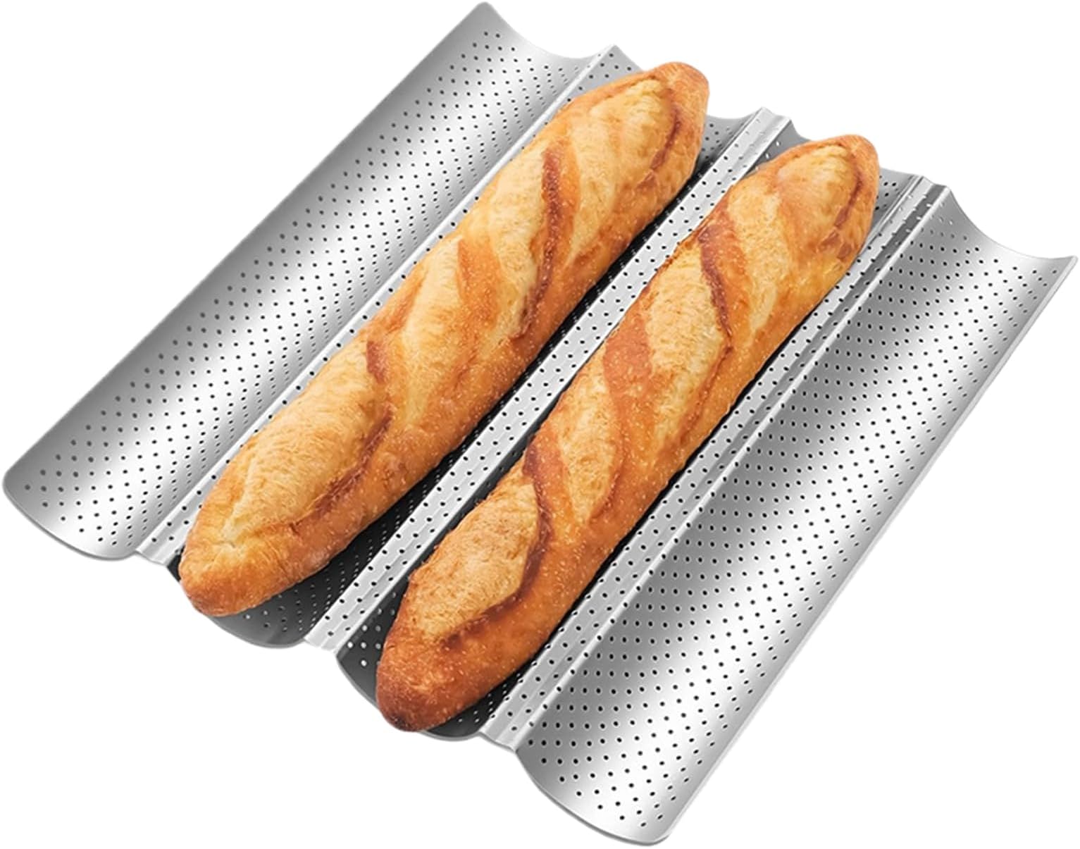 Bread Loaf Pan,Carbon Steel Perforated 4-Groove | French Bread Pans for Baking - for Homemade Sandwich Toast Pastry Dough Oven Home Apartment Cooking Bakery Restaurant